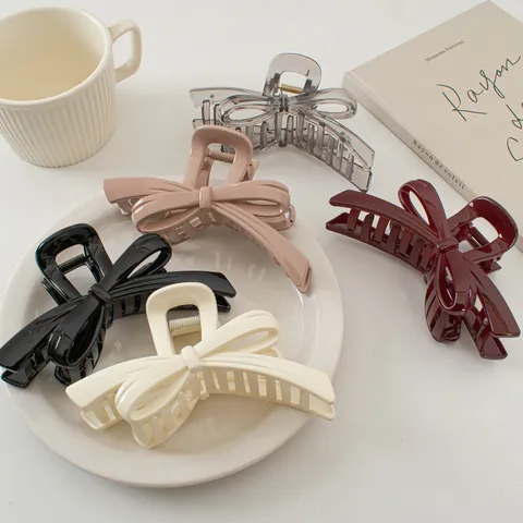 Elegante Molletta per Capelli a Fiocco di Grandi Dimensioni in Resina Plastica Clip a Squalo Accessori per Capelli Moda Coreana Donna Ragazza