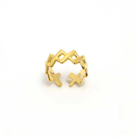 Stainless Steel Open Ring For Women 18K Gold Plated Geometric Adjustable Finger Ring Vintage Minimalist Fashion Jewelry Gift