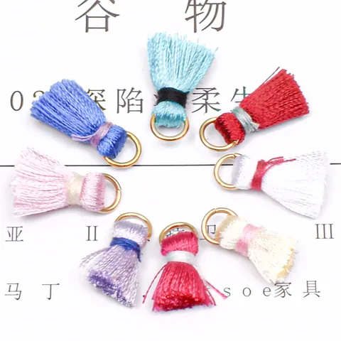 Mini Silk Tassel DIY Jewelry Making Accessories With Metal Ring Boho Ethnic Charms For Earrings Hair Rope Bracelet Keychain Decoration