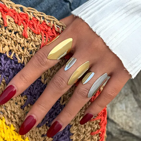 Minimalist 304 Stainless Steel Geometric Open Ring For Women PVD Gold Silver Plated Fashion Adjustable Finger Ring Jewelry