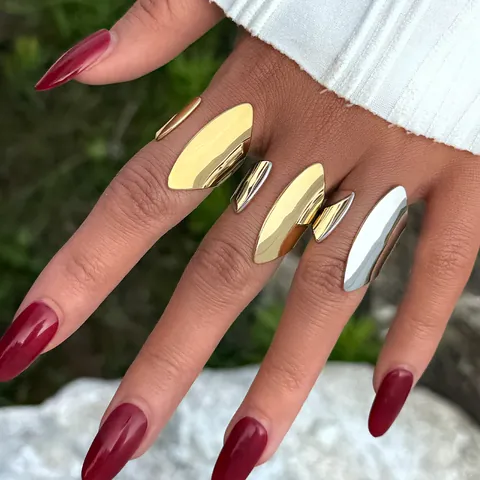 Minimalist 304 Stainless Steel Geometric Open Ring For Women PVD Gold Silver Plated Fashion Adjustable Finger Ring Jewelry