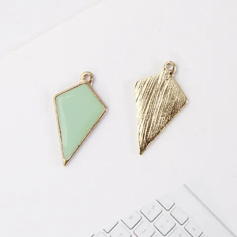 Minimalist Alloy Enamel Geometric Rhombus Kite Shape Pendant For DIY Earring Necklace Jewelry Making Accessories