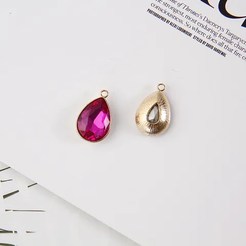 Faceted Crystal Waterdrop Pendant Charms With Gold Alloy Edging For DIY Jewelry Finding Necklace Earrings Making For Women