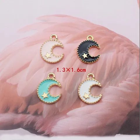 DIY Enamel Star Moon Alloy Charms Pendants For Jewelry Making Bracelet Necklace Earring Findings Gold Plated Accessories