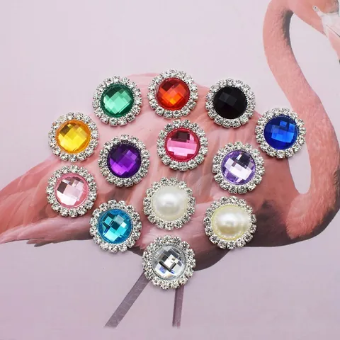 Alloy Round Rhinestone Buttons Sunflower Pattern Crystal Flower DIY Accessories For Hair Ornaments Clothing Decor Jewelry Making