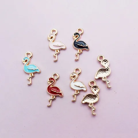 Flamingo Alloy Enamel Drip Oil Charms For DIY Jewelry Making Necklace Bracelet Earrings Accessory Cute Animal Pendant