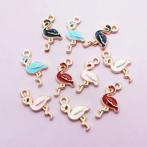 Flamingo Alloy Enamel Drip Oil Charms For DIY Jewelry Making Necklace Bracelet Earrings Accessory Cute Animal Pendant