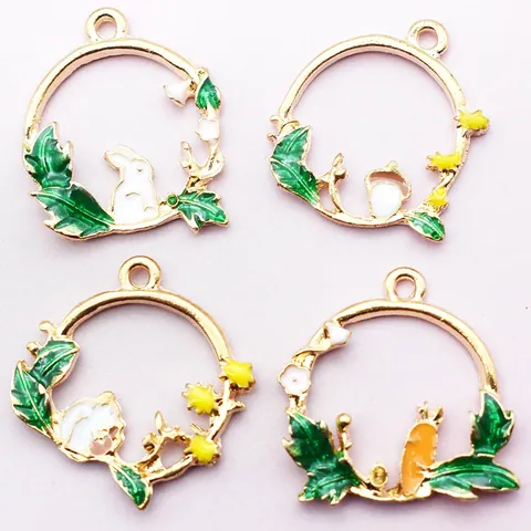 Cute Cartoon Animal Rabbit Squirrel Carrot Pinecone Alloy Enamel Charms For DIY Jewelry Making Pendants Necklace Bracelet Craft Findings