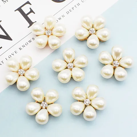 Adorno Decorativo de Aleación con Flores de Imitación de Perla y Strass para Creación de Joyas DIY Tocado de Novia Boda