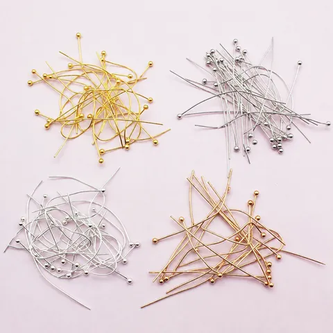 Copper Ball Head Pins For Jewelry Making DIY Round Head Pins For Beading Finding Components Gold Silver KC Gold White K