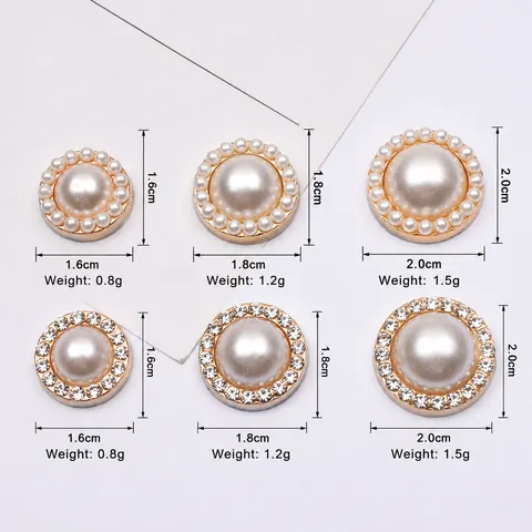 Round Faux Artificial Pearl Rhinestone Buttons For DIY Jewelry Making And Clothing Accessories Vintage Golden Alloy Decorative Findings