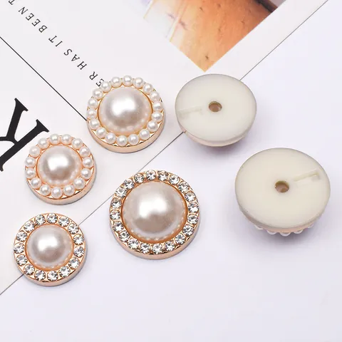 Round Faux Artificial Pearl Rhinestone Buttons For DIY Jewelry Making And Clothing Accessories Vintage Golden Alloy Decorative Findings
