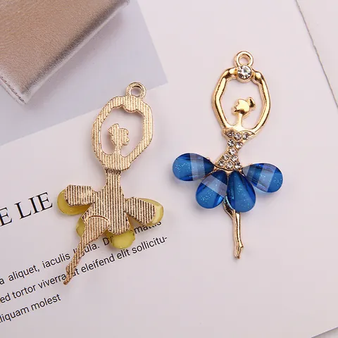 Ballerina Dancer Alloy Pendant Crystal Rhinestone DIY Jewelry Finding For Keychain Necklace Making Women Girls Charm