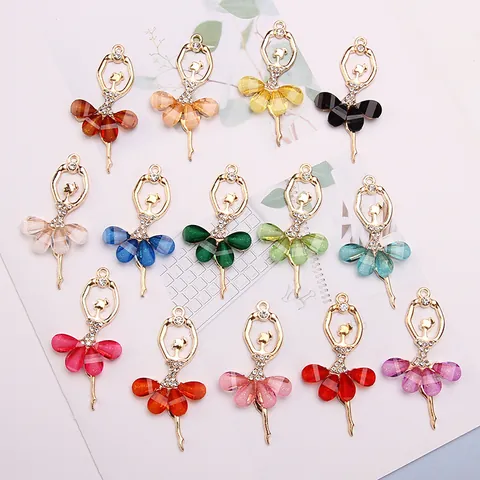 Ballerina Dancer Alloy Pendant Crystal Rhinestone DIY Jewelry Finding For Keychain Necklace Making Women Girls Charm
