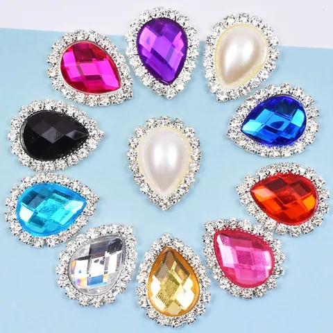 Elegant Alloy Water Drop Rhinestone Button DIY Jewelry Making Accessory For Bridal Headwear Hair Decoration Wedding Craft Women Gift