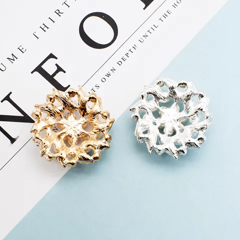 Alloy Flower Button DIY Jewelry Making Accessories With Faux Pearl Rhinestone For Hair Ornament Phone Case Decoration DIY Charm