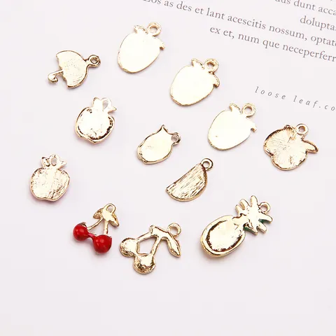 DIY Fruit Enamel Alloy Pendants Charms For Jewelry Making Strawberry Apple Cherry Watermelon Pineapple Umbrella Accessories
