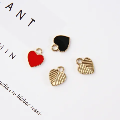 Heart Shaped Alloy Enamel Pendant DIY Jewelry Making Accessories Earring Charms Heart Drip Oil Gold Plated Minimalist Craft Finding