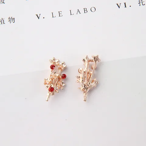 DIY Schmuckherstellung Material Legierung Blume Blatt Zweig Strass Charms Für Haarschmuck Hochzeit Bouquet Handfächer Deko Roségold