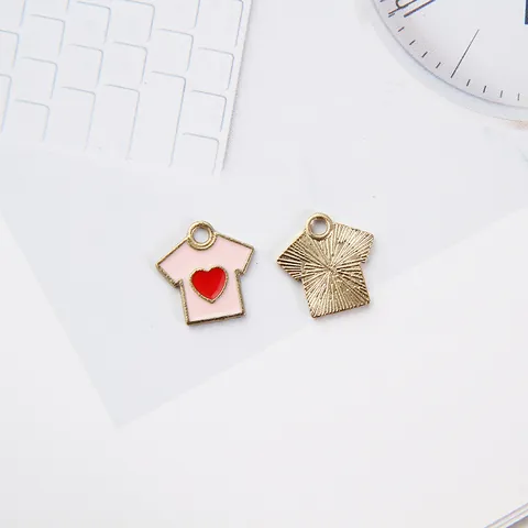 Enamel Alloy Heart T-Shirt Pants Charms For DIY Jewelry Making Accessories Findings Handmade Bracelet Necklace Earrings Pendant