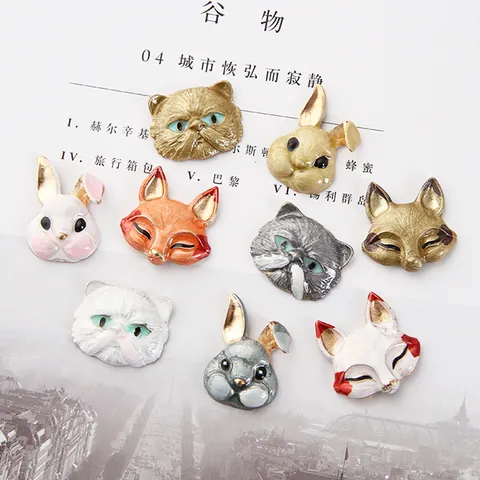 Breloques Tête d'Animal en Alliage d'Émail DIY Pour Accessoires de Cheveux Chaussures Sac Décoration Renard Lapin Chat Bijoux