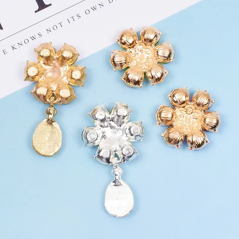 Alloy Rhinestone Flower Charms Crystal Floral Pendants For Wedding Bouquet Hair Accessories DIY Jewelry Making Supplies