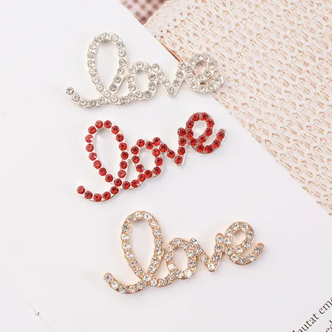 Rhinestone Enamel Love Letter Charms For Jewelry Making DIY Phone Case Accessories Alloy Material Sparkling Decorative Parts