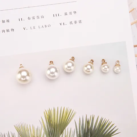 Alloy Crown Faux Artificial Pearl Pendants For DIY Jewelry Making Capped Artificial Pearl Charms For Earrings Bracelet Necklace Crafting Supplies Women