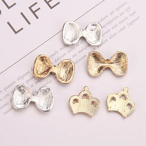 Alloy Rhinestone Pearl Bowknot Crown DIY Jewelry Accessories Charms For Hair Clip Phone Case Decor Gold Silver Material