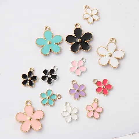Daisy Flower Alloy Enamel Pendant For DIY Earring Necklace Bracelet Handmade Jewelry Making Craft Floral Charm