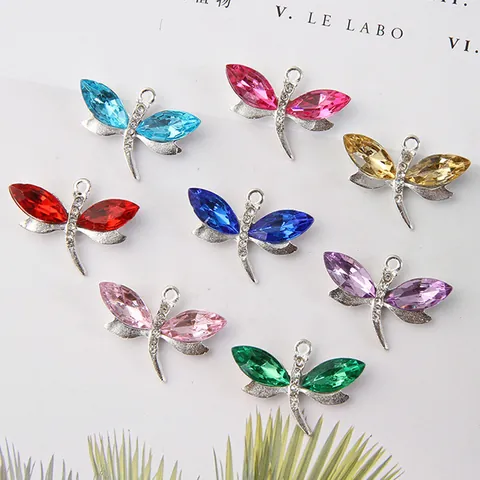 Alloy Crystal Rhinestone Dragonfly Pendant For DIY Jewelry Making Accessories Necklace Bracelet Headwear Finding