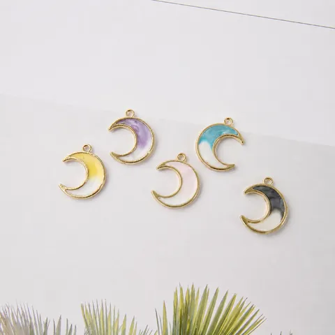 Alloy Enamel Celestial Charms For Jewelry Making Moon Star Sun Shapes Gradient Colors Drip Oil Pendants For Earring Necklace Crafting