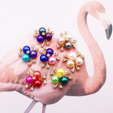 Alloy Pearl Rhinestone Floral Cluster DIY Accessories For Hair Clips Bags Shoes Clothing Decoration Jewelry Making Findings