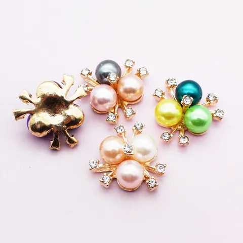 Alloy Pearl Rhinestone Floral Cluster DIY Accessories For Hair Clips Bags Shoes Clothing Decoration Jewelry Making Findings