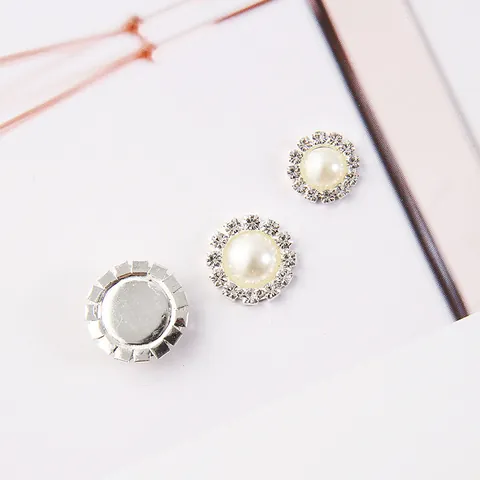 Faux Pearl Rhinestone Alloy Flatback Buttons Heart Round Shape Charms For DIY Hair Accessory Jewelry Making Craft Ornaments