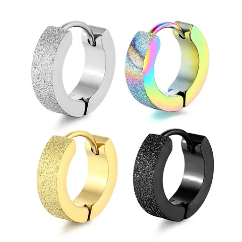 Minimalistische Mattierte Edelstahl Creolen Für Damen Herren Poliert 316L Chirurgenstahl Huggie Ohrringe Schmuck Geschenk