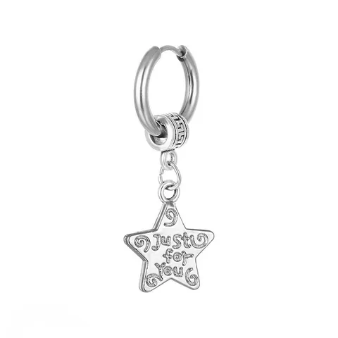 Pendientes de Aro de Acero Inoxidable Con Colgante de Cruz Estrella Ancla Triángulo Para Hombre Mujer Punk Hip Hop Joyería Retro