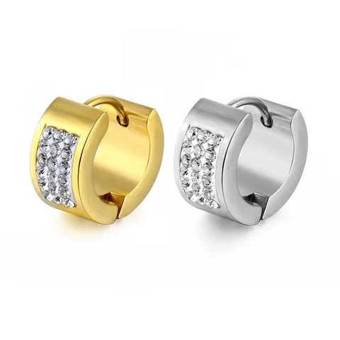 316L Edelstahl Huggie Creolen Mit Mehrreihigen Zirkonia Polierte Medizinische Piercing Schmuck Für Herren Damen