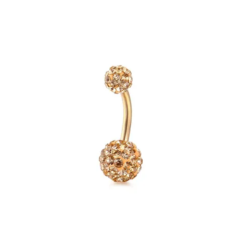 316L Surgical Stainless Steel Shamballa Belly Button Ring Rhinestone Inlaid Curved Barbell Body Piercing Jewelry For Women