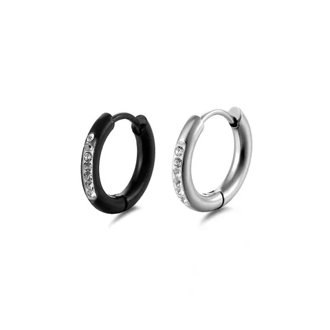 316L Stainless Steel Huggie Earrings With Cubic Zirconia Minimalist Punk Style Polished Hoop Jewelry For Men Women Daily