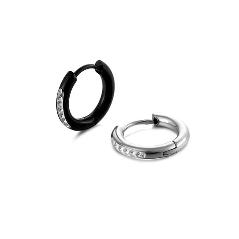 316L Stainless Steel Huggie Earrings With Cubic Zirconia Minimalist Punk Style Polished Hoop Jewelry For Men Women Daily