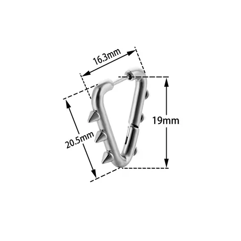 Punk Stainless Steel Triangle Spike Rivet Huggie Hoop Earrings For Men Women Gothic Geometric Street Jewelry Black Gold Silver