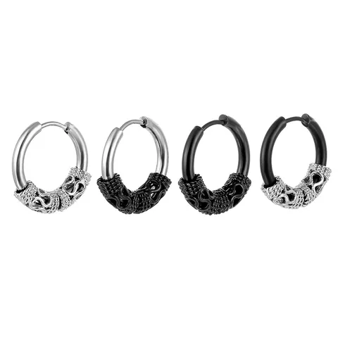 Vintage Dragon Pattern Stainless Steel Hoop Earrings For Men Women Hip Hop Punk Gothic 316L Surgical Steel Jewelry Gift