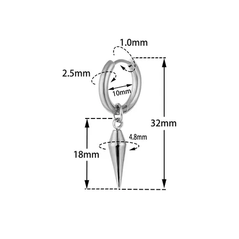Punk Stainless Steel Spike Hoop Earrings For Men Women Black Gold Silver Plated Cone Dangle Huggie Earrings Gothic Jewelry