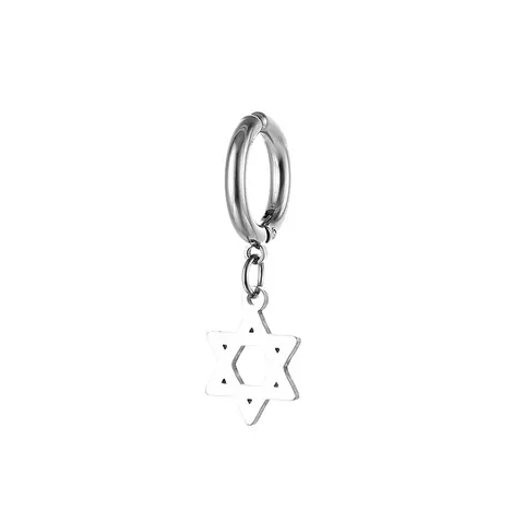 316L Stainless Steel Hoop Earrings With Hexagram Star Triangle Pendant Punk Unisex Neutral Jewelry For Men Women Daily Accessory