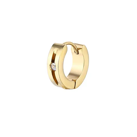 Semplici Orecchini a Cerchio Huggie in Acciaio Inossidabile con Zirconia per Uomo Donna Geometrici Minimalisti Gioielli Regalo