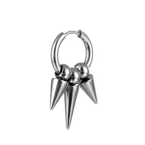 Stainless Steel Hoop Earrings With Spike Tassel Pendant Punk Hip Hop Street Style Gothic Earring Jewelry For Men Women