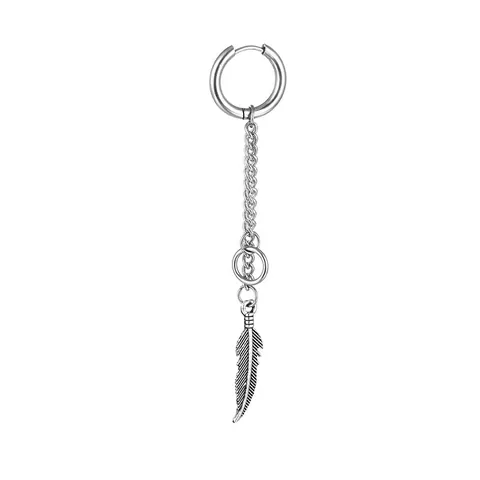 Punk 316L Stainless Steel Tassel Feather Triangle Cone Spike Drop Earrings For Men Women Hip Hop Streetwear Jewelry Accessories