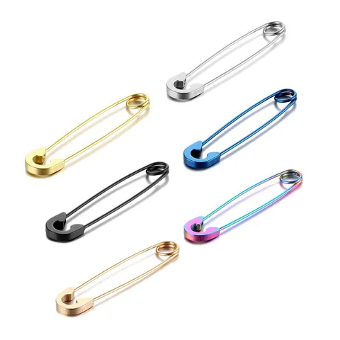Punk 316L Stainless Steel Safety Pin Stud Earrings For Women Men Hypoallergenic Minimalist Paperclip Ear Piercing Jewelry