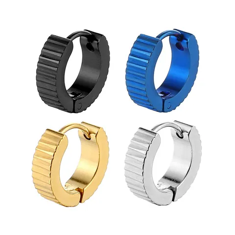 Punk Stainless Steel Gear Huggie Hoop Earrings Hip Hop Industrial Texture Ear Buckle Men Women Fashion Jewelry Earring